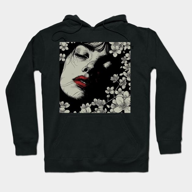 Vintage Woman Amongst Flowers Hoodie by Pixie